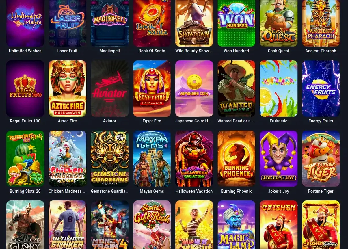 Игровой интерфейс онлайн казино Бетон